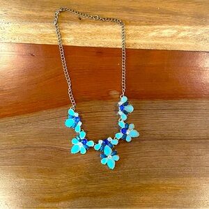Blue and Gold Floral Costume Jewelry Necklace
